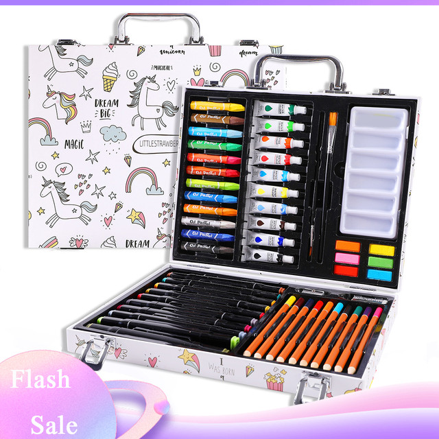 53Pcs Kids Drawing Set Children's Paint Suitcase Drawing Kit Watercolor  Markers Crayons Art Painting Tools For Children Gifts - AliExpress